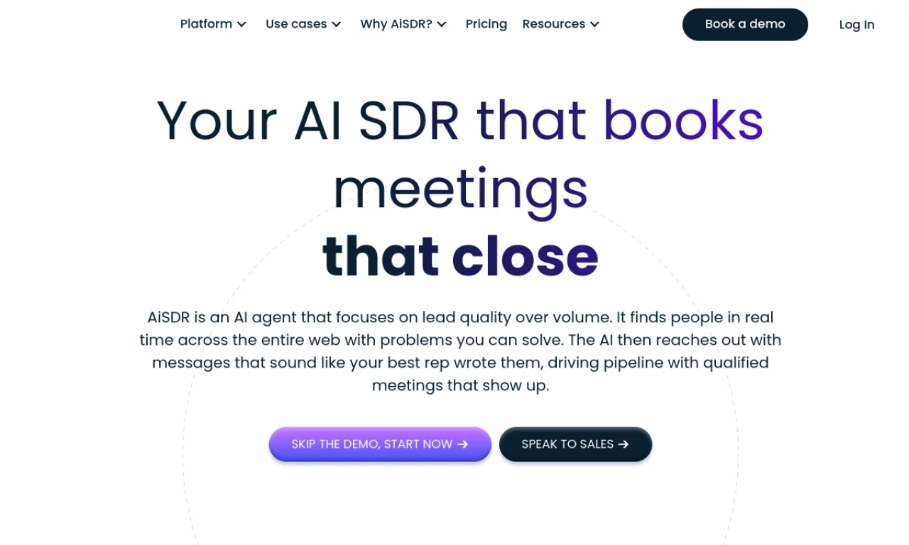 Screenshot of AiSDR website