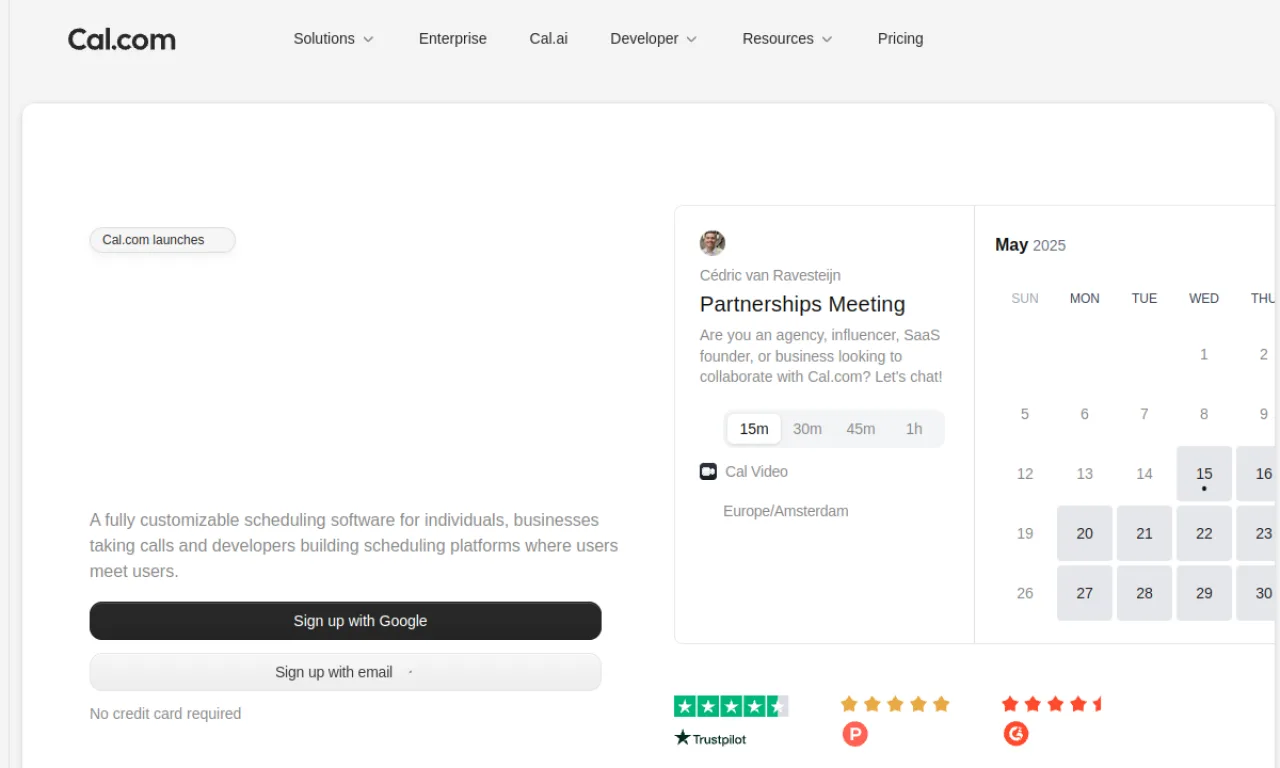 Screenshot of Cal.com website