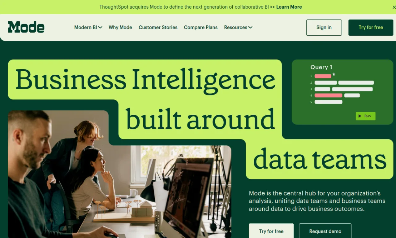 Screenshot of Mode website