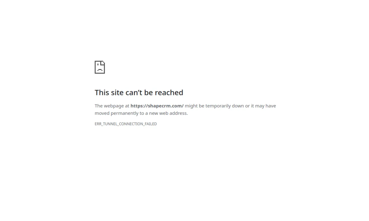 Screenshot of Shape CRM website