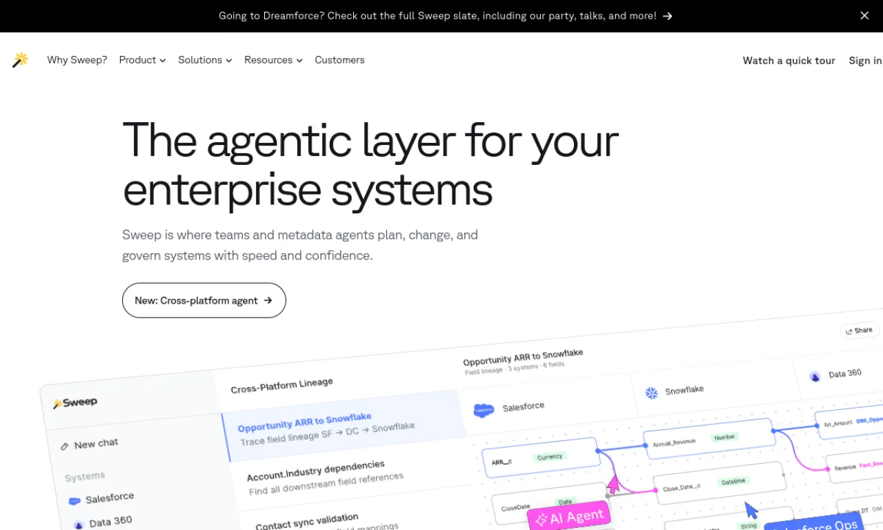 Screenshot of Sweep GTM website