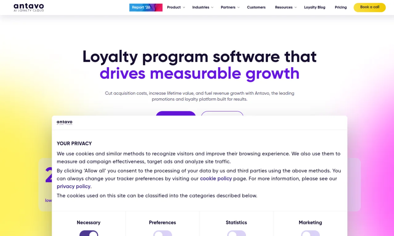Screenshot of Antavo website
