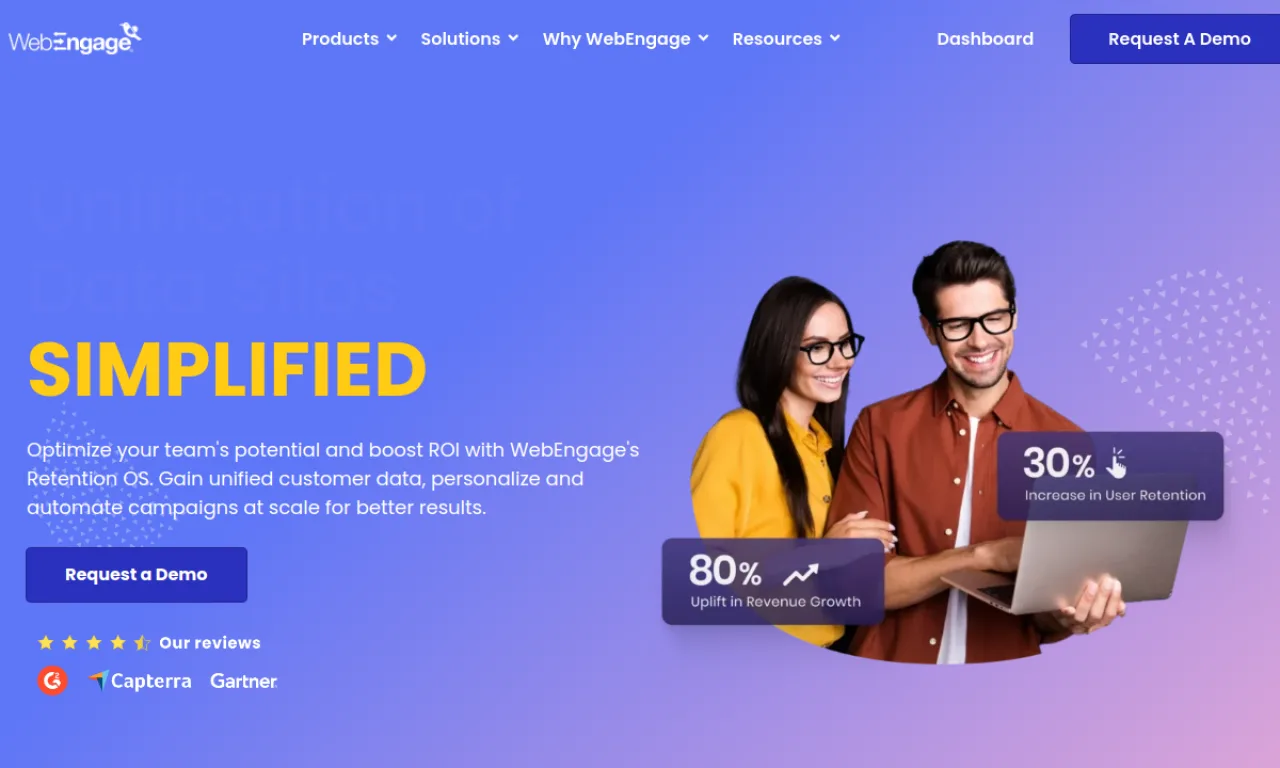 Screenshot of WebEngage website