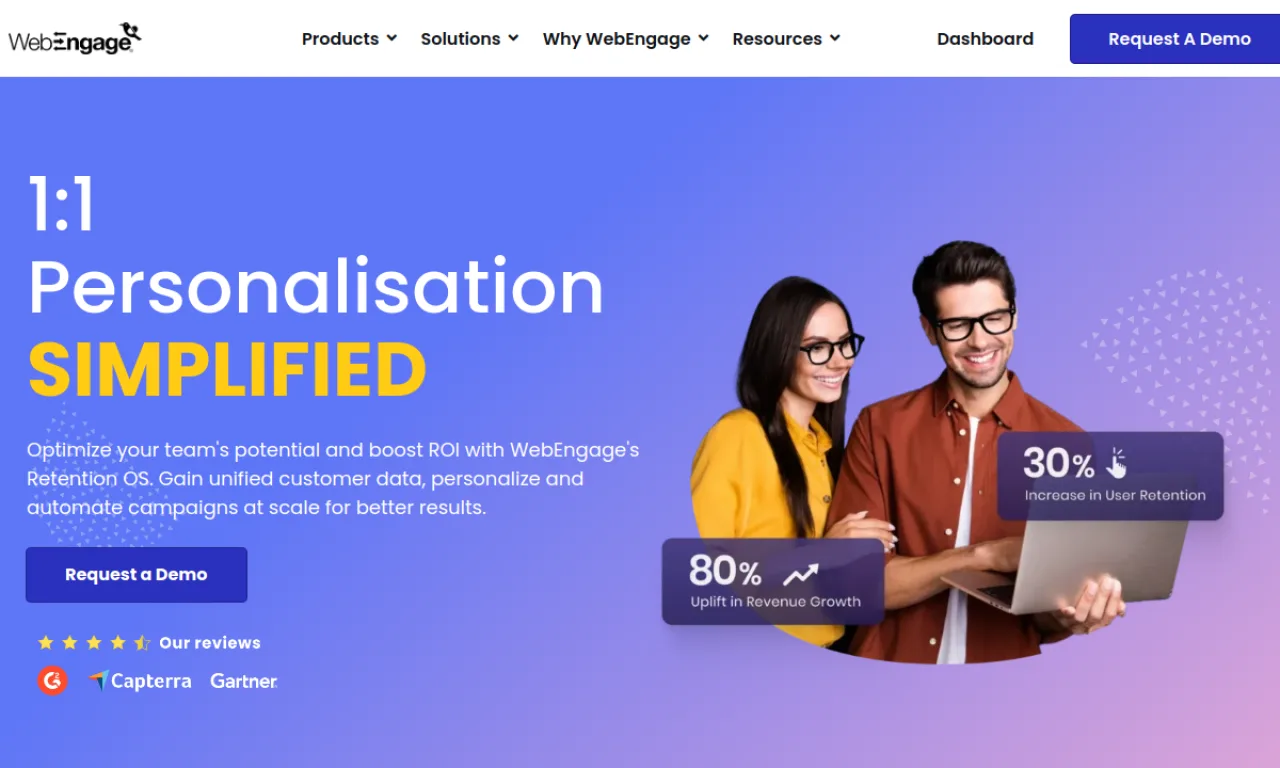 Screenshot of WebEngage website