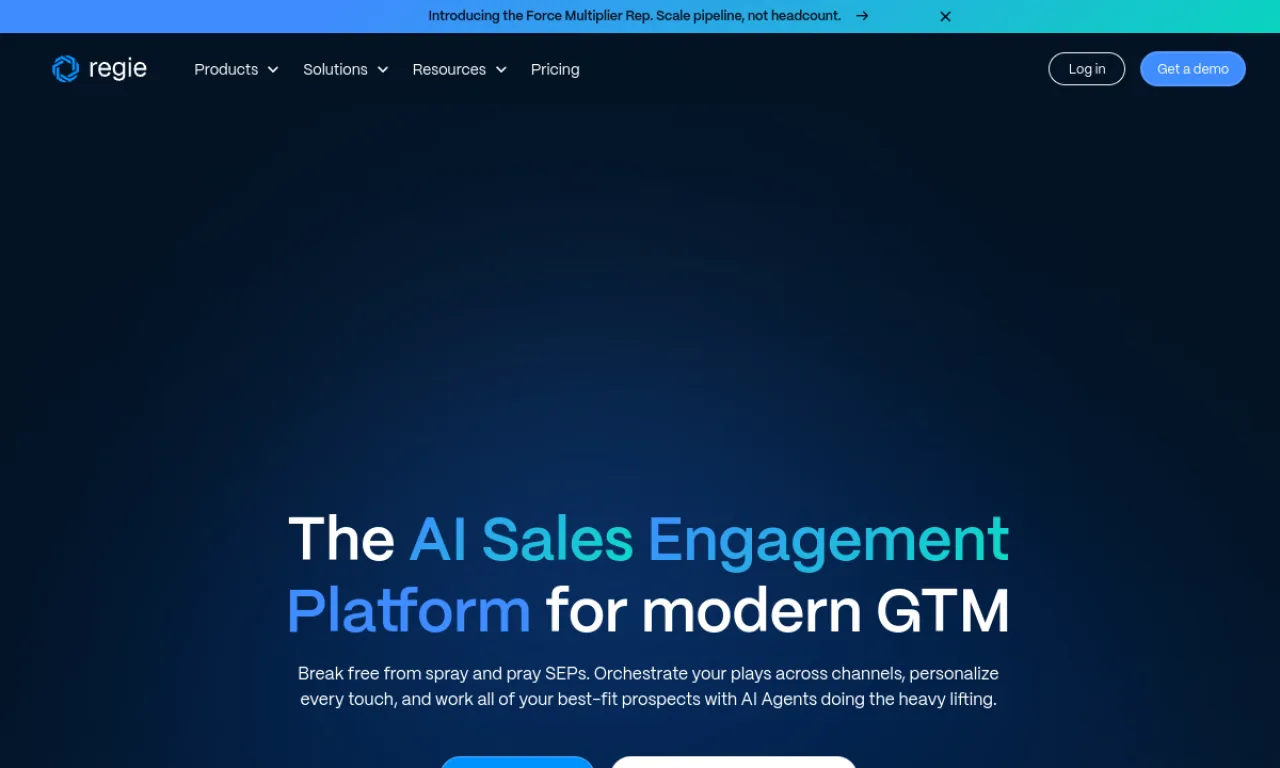 Screenshot of Regie.ai website