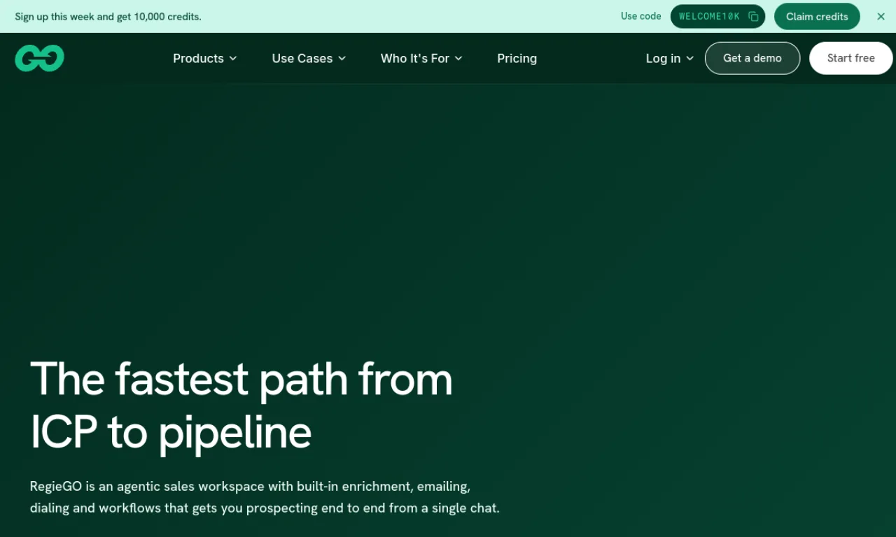 Screenshot of Regie.ai website