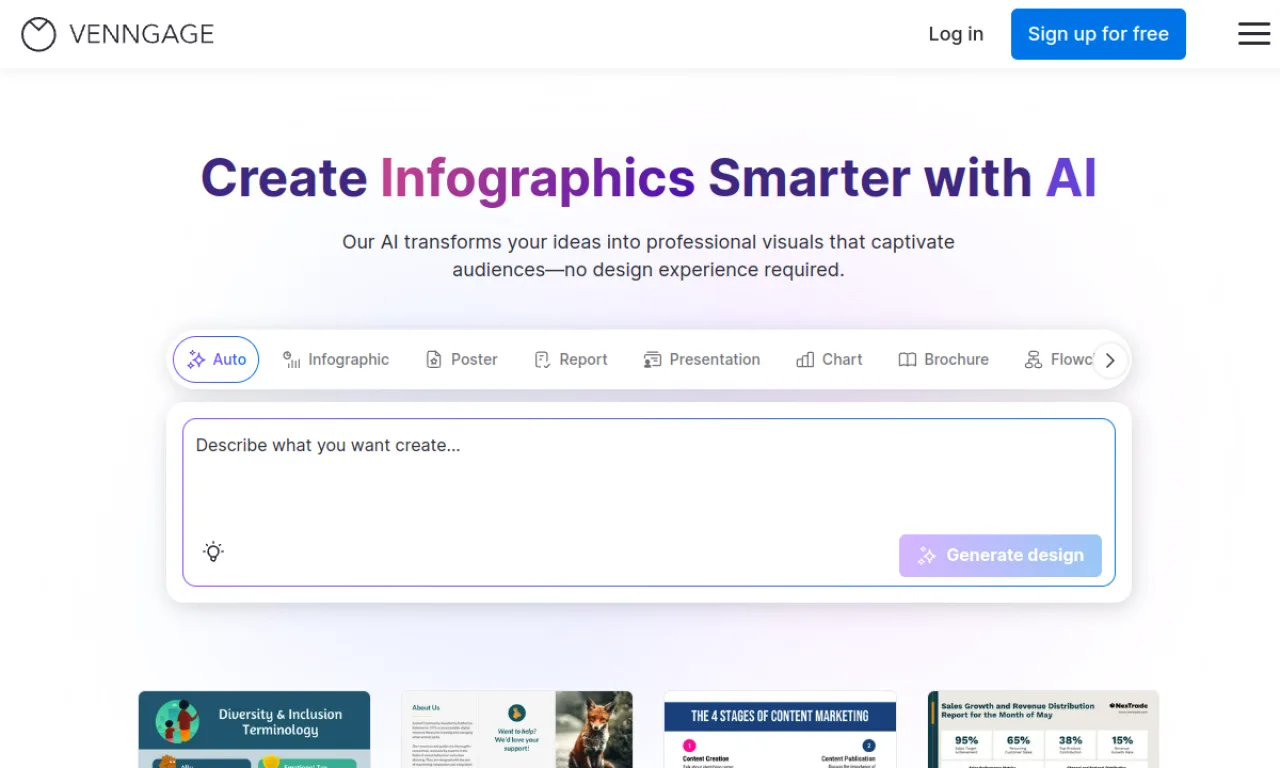 Screenshot of Venngage website