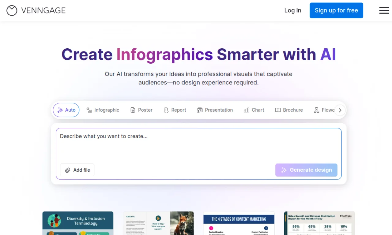 Screenshot of Venngage website