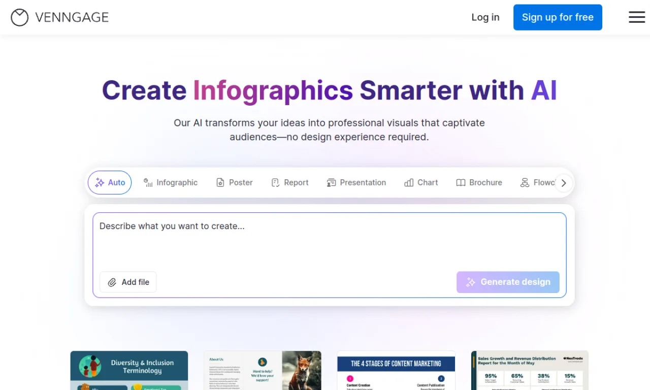Screenshot of Venngage website