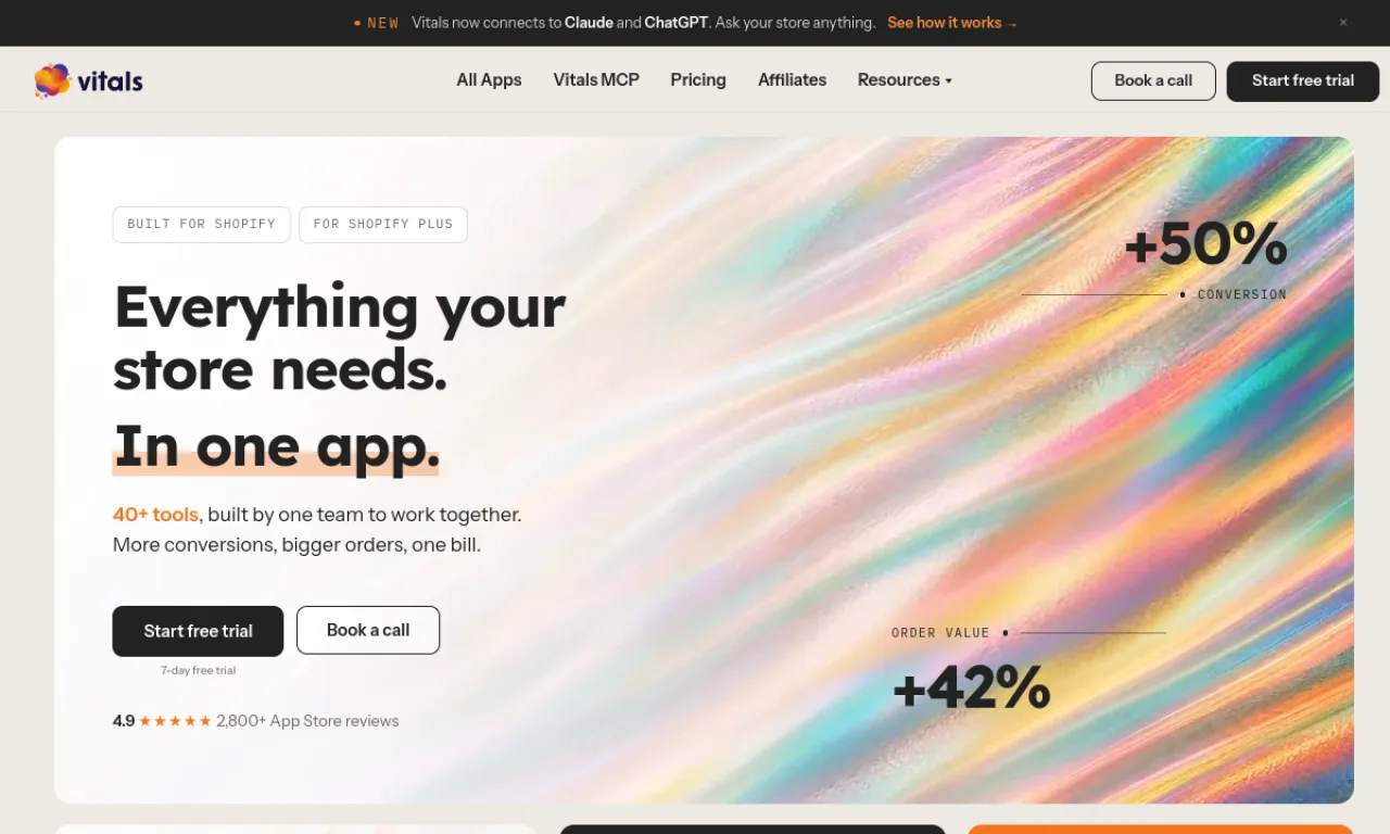 Screenshot of Vitals website