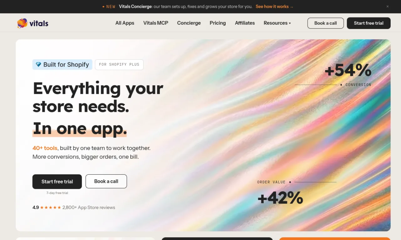 Screenshot of Vitals website