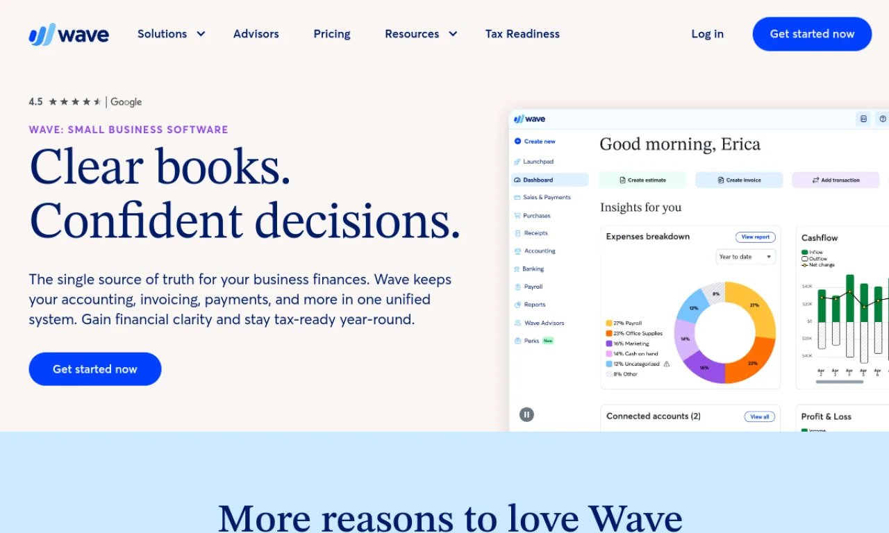 Screenshot of Wave website