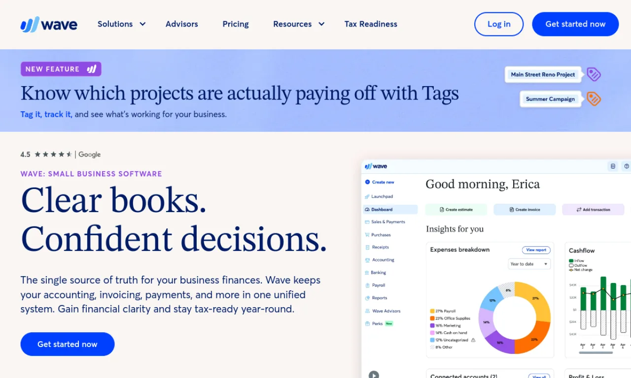 Screenshot of Wave website
