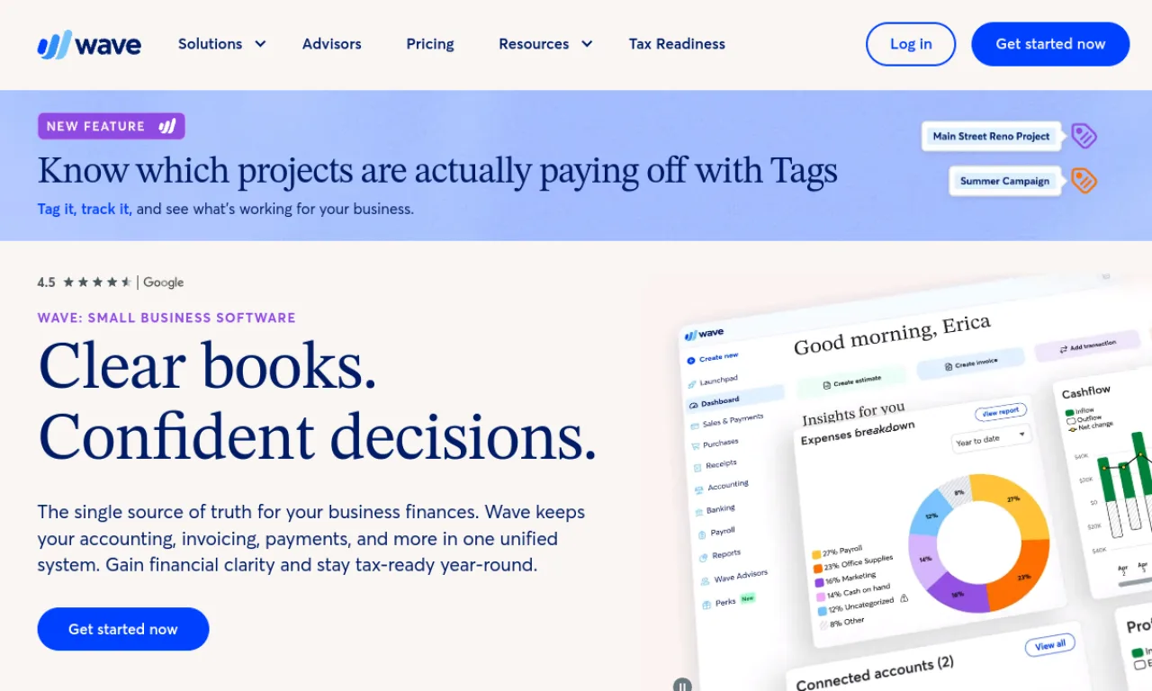 Screenshot of Wave website
