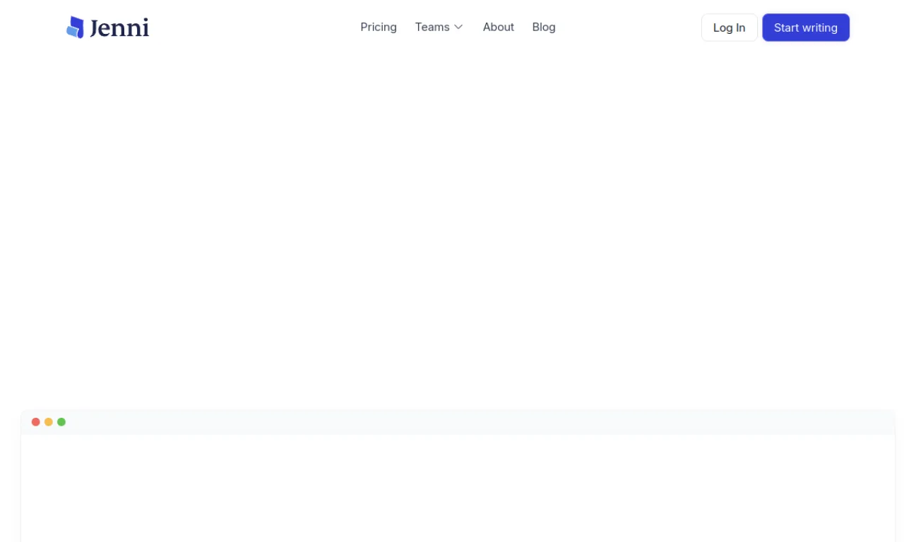 Screenshot of Jenni AI website