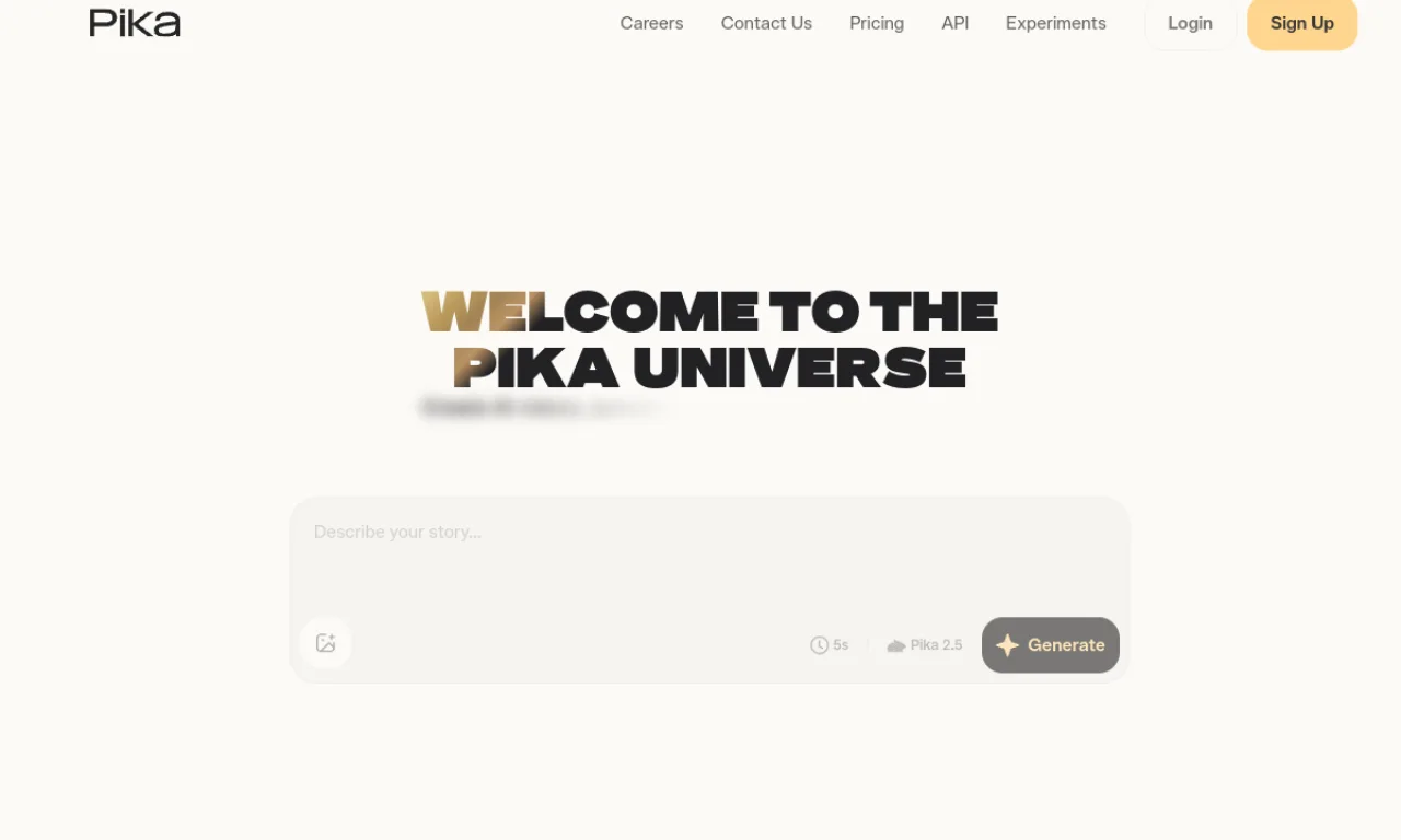 Screenshot of Pika website