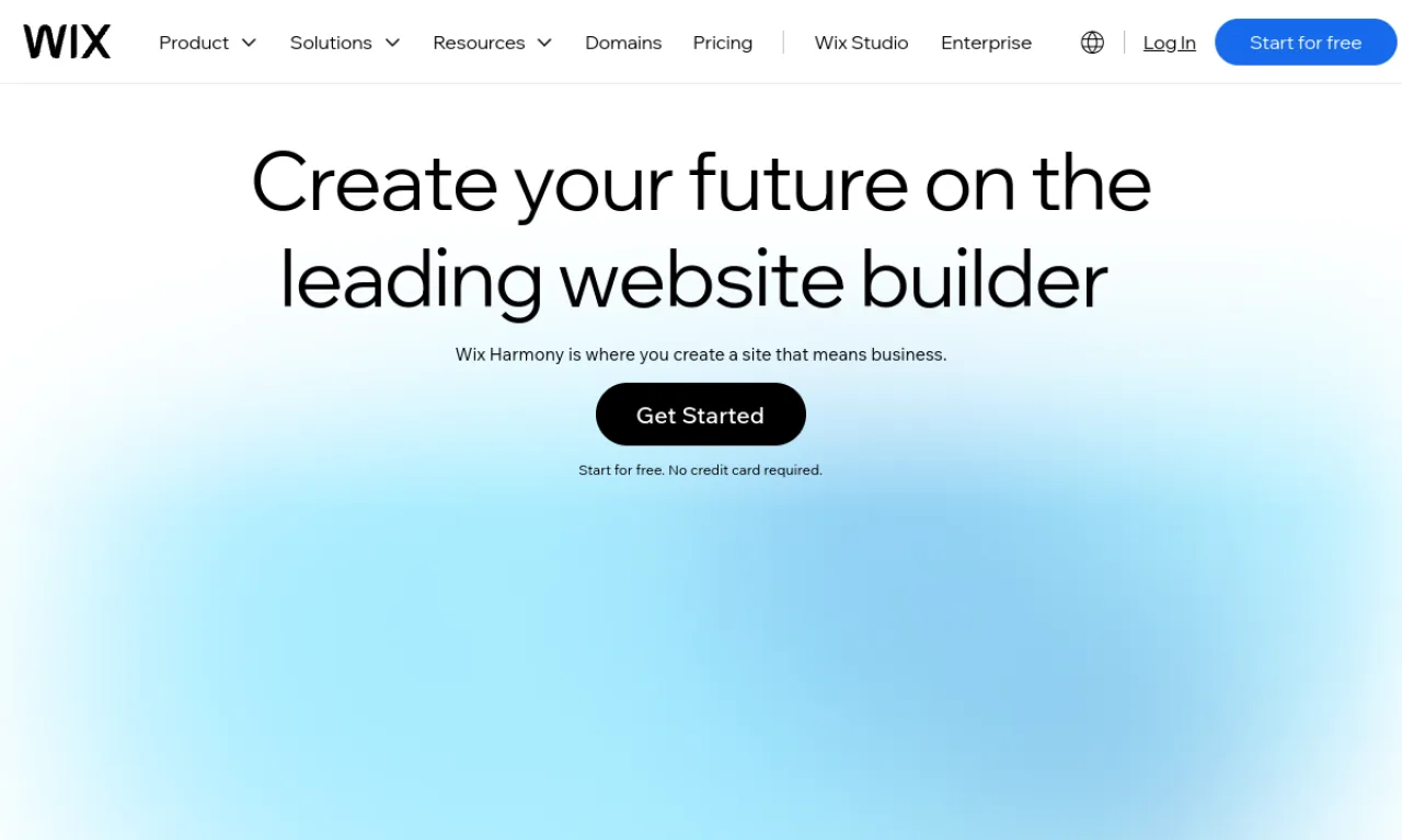 Screenshot of Wix website