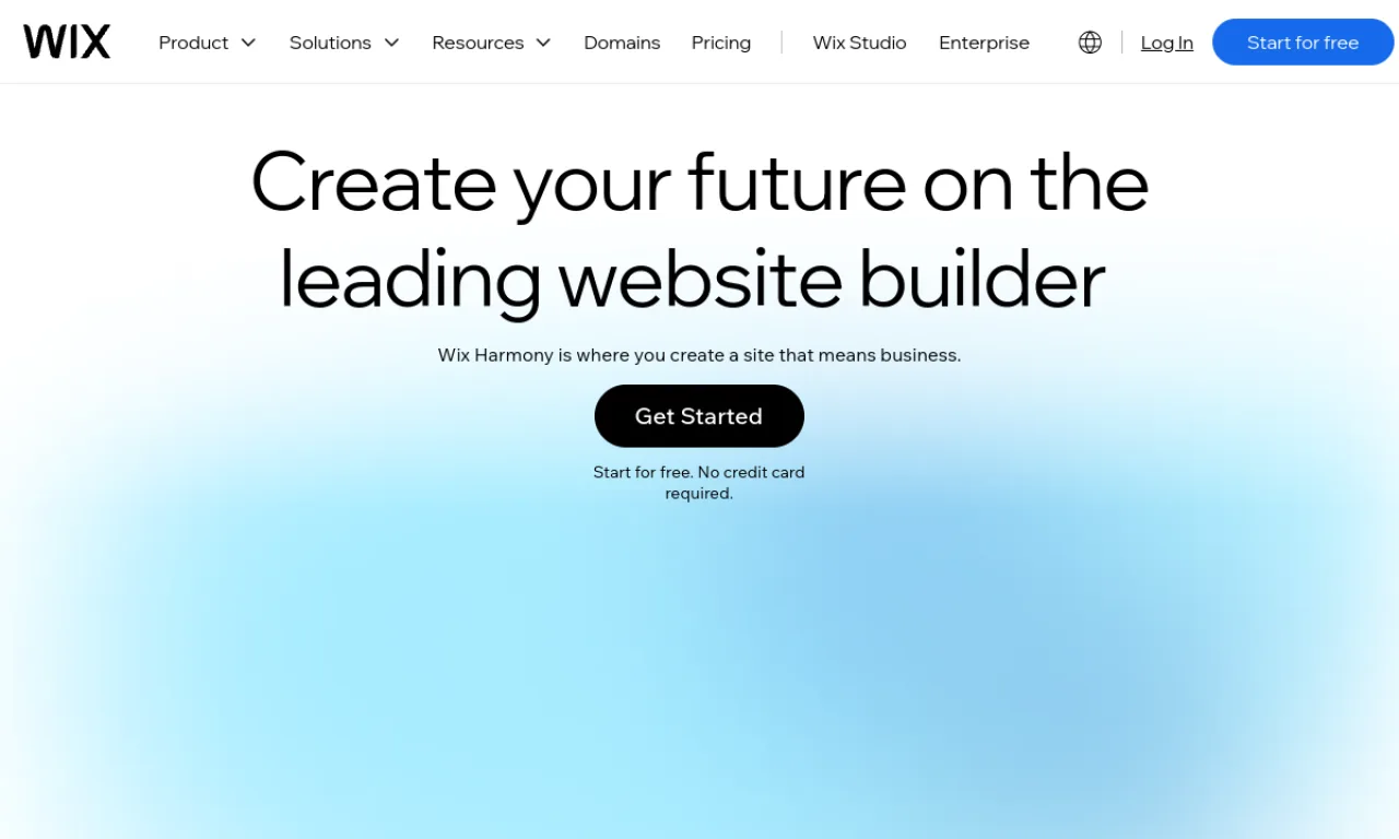 Screenshot of Wix website
