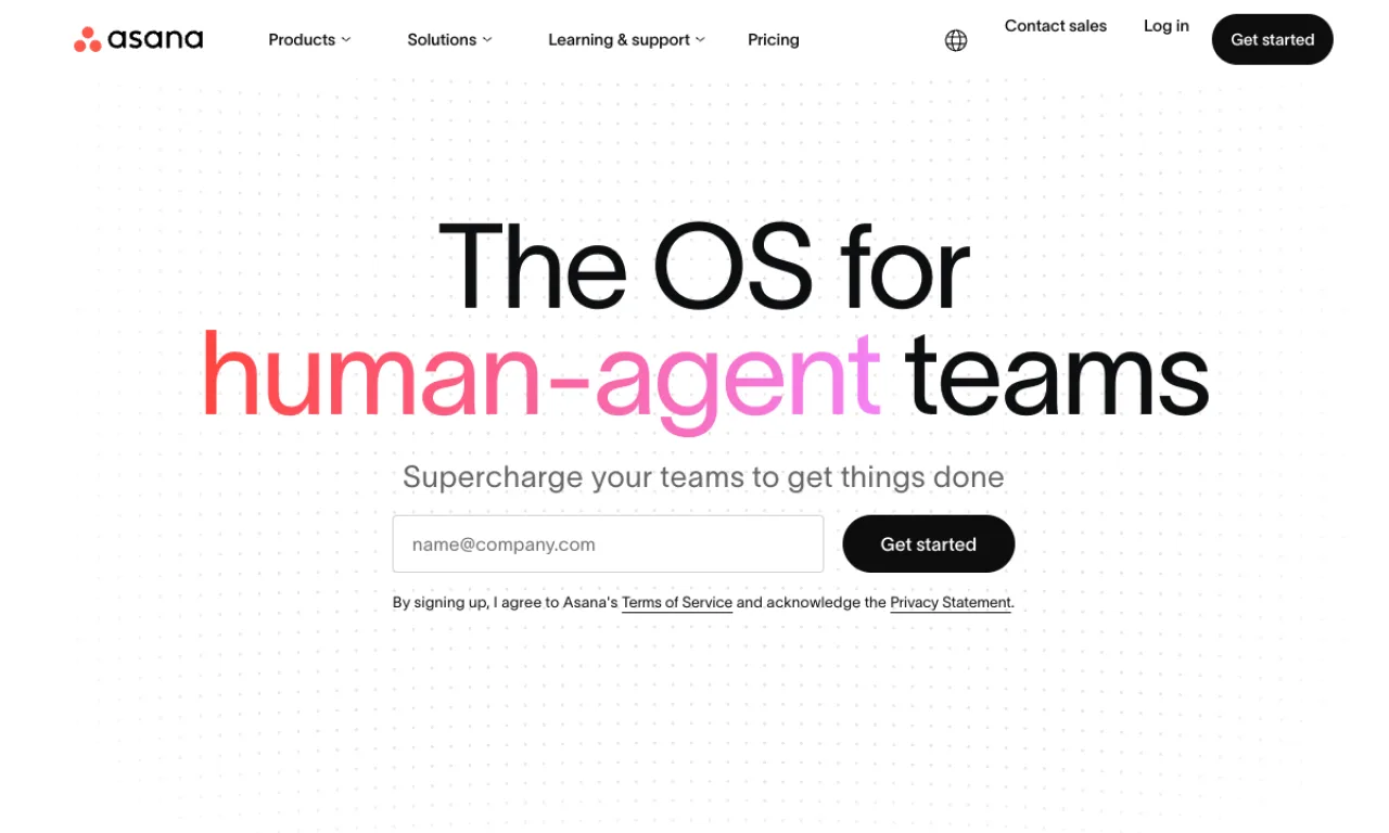 Screenshot of Asana website