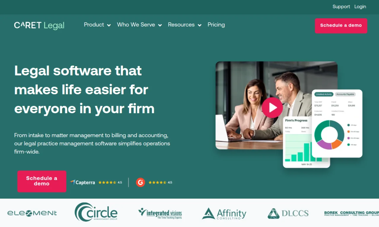 Screenshot of Caret Legal website