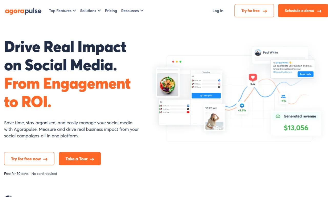 Screenshot of Agorapulse website