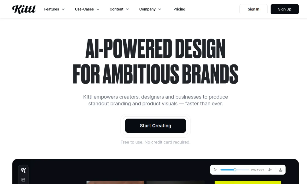 Screenshot of Kittl website