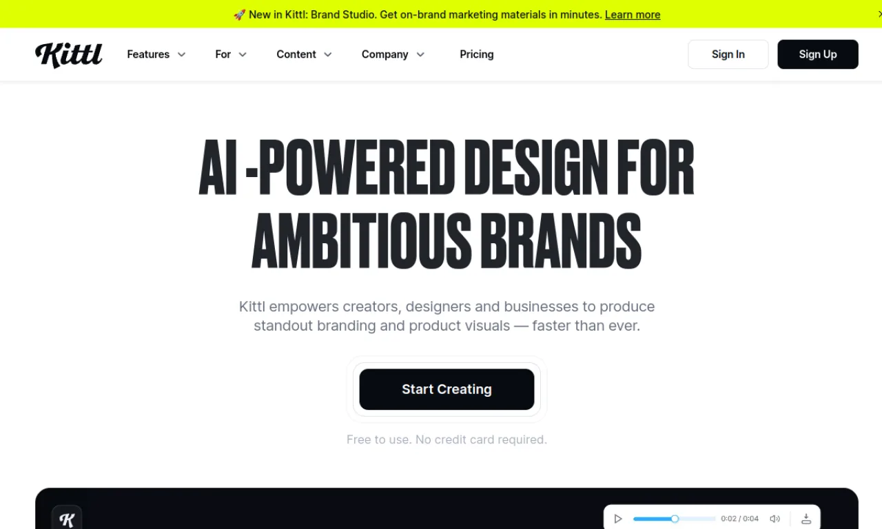 Screenshot of Kittl website