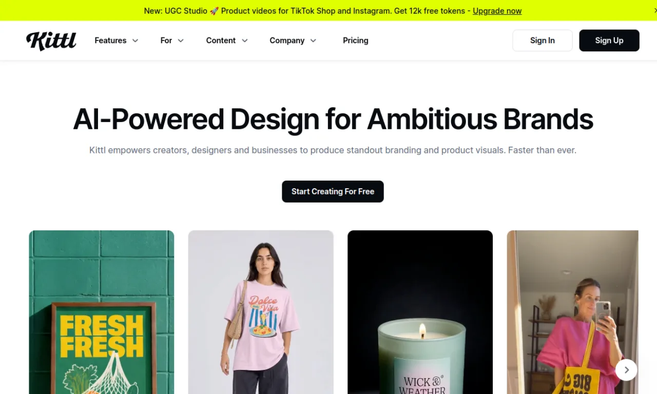 Screenshot of Kittl website