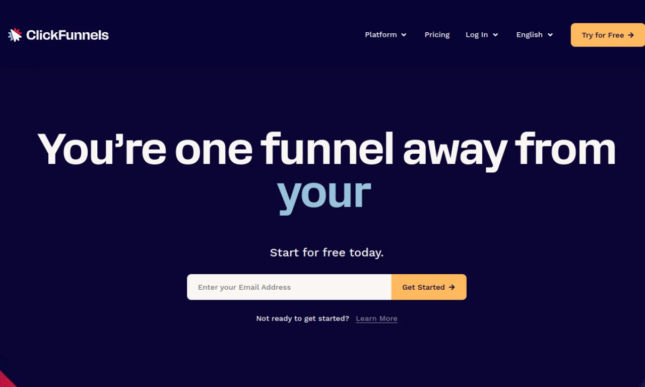 Screenshot of ClickFunnels website