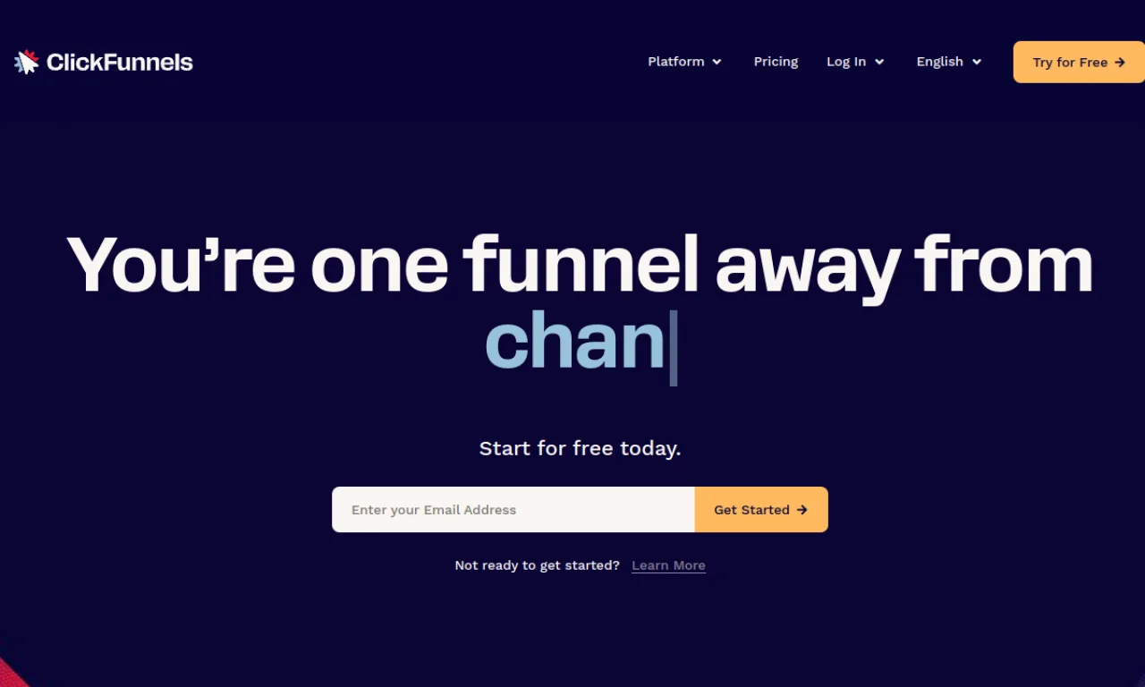 Screenshot of ClickFunnels website