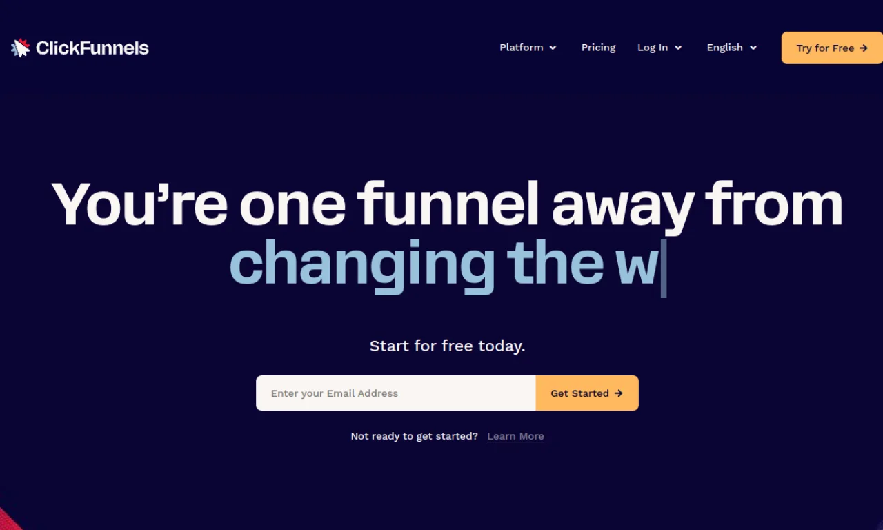 Screenshot of ClickFunnels website
