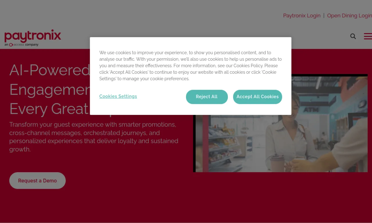 Screenshot of Paytronix website