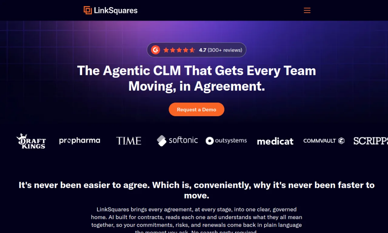 Screenshot of LinkSquares website