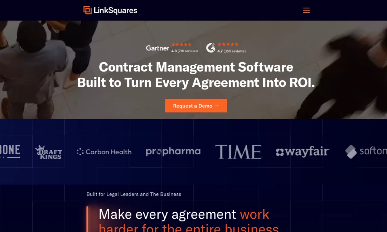 Screenshot of LinkSquares website