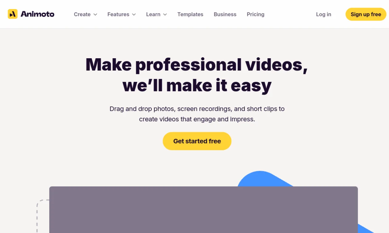 Screenshot of Veed / Animoto website