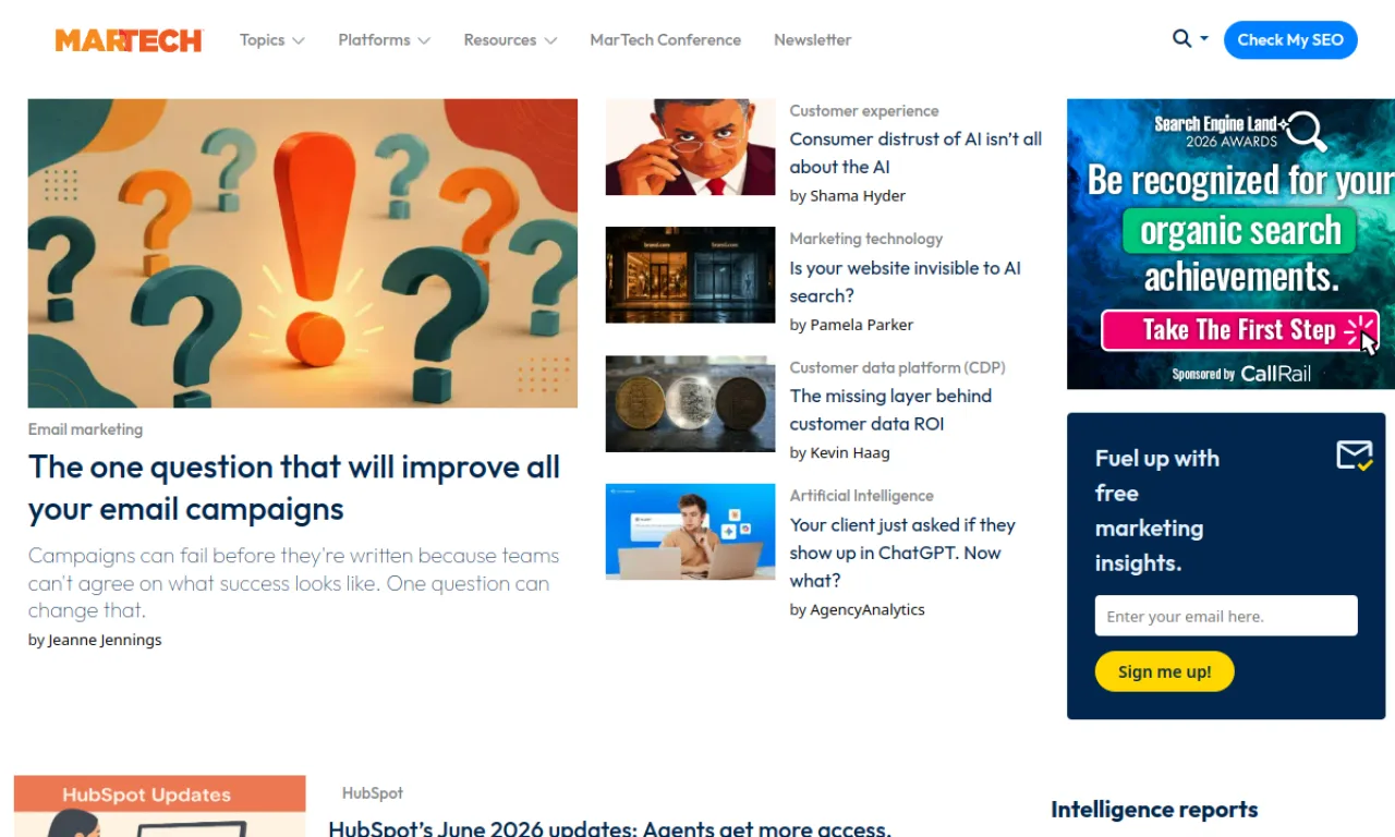 Screenshot of Martech Insider website