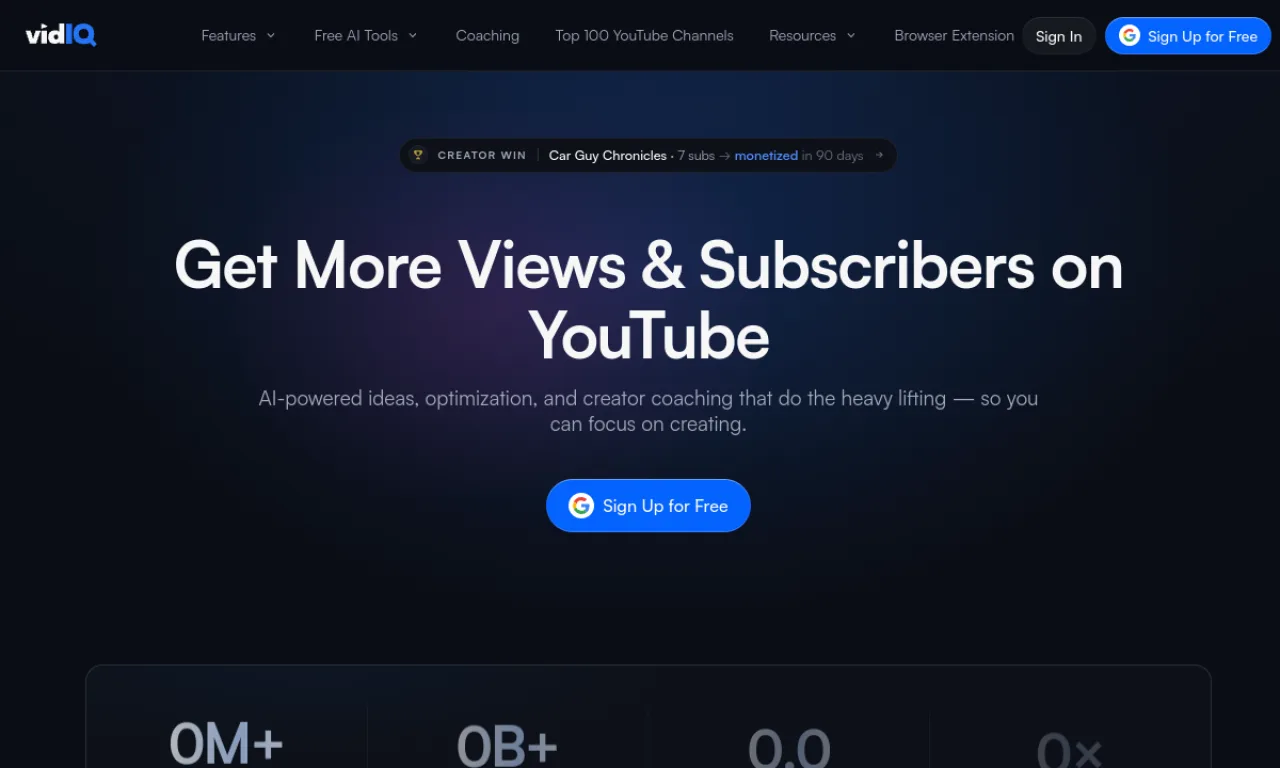 Screenshot of Taja / vidIQ AI website