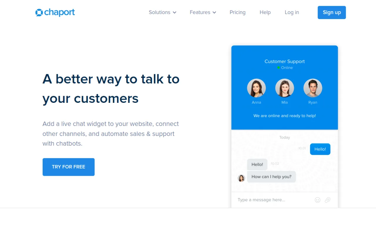 Screenshot of Chaport website