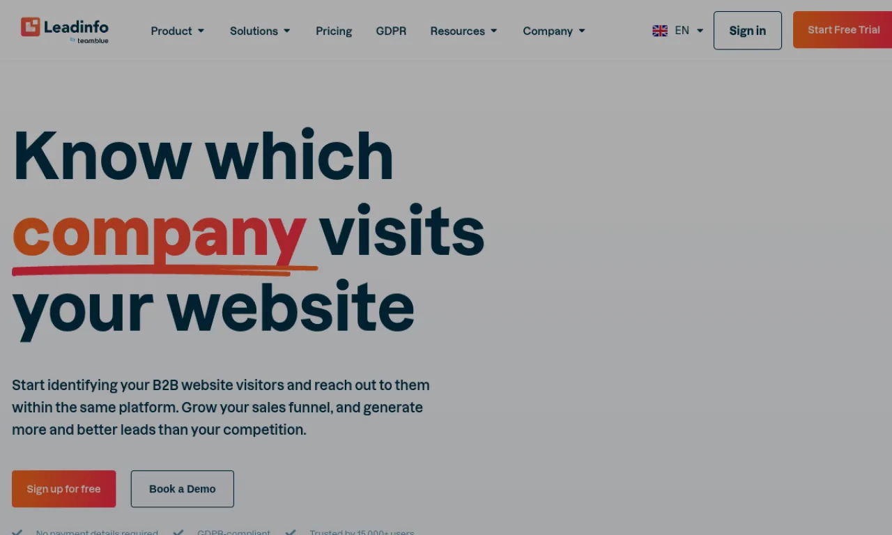 Screenshot of Leadinfo website