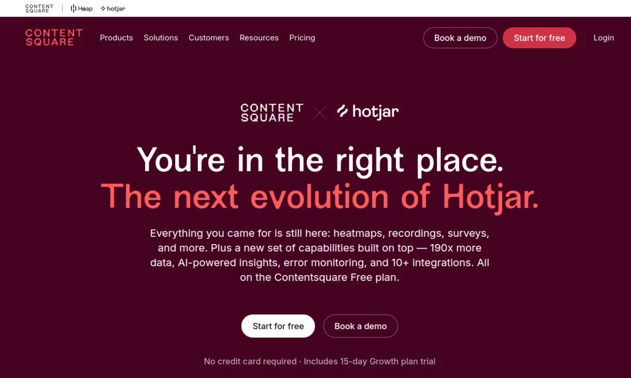 Screenshot of Hotjar (Contentsquare) website
