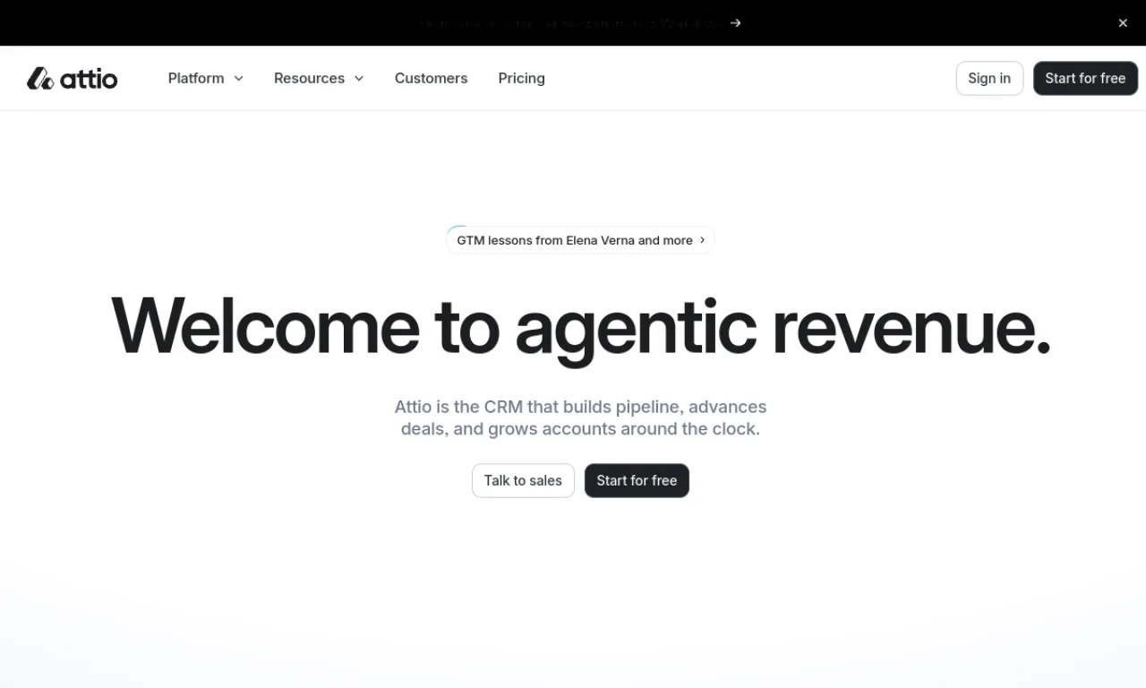 Screenshot of Attio website