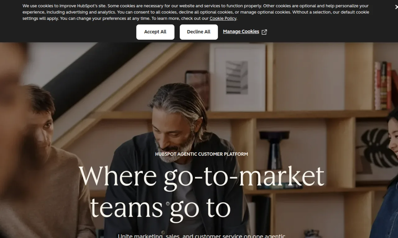 Screenshot of HubSpot CRM website