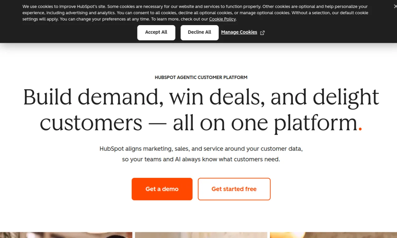 Screenshot of HubSpot CRM website