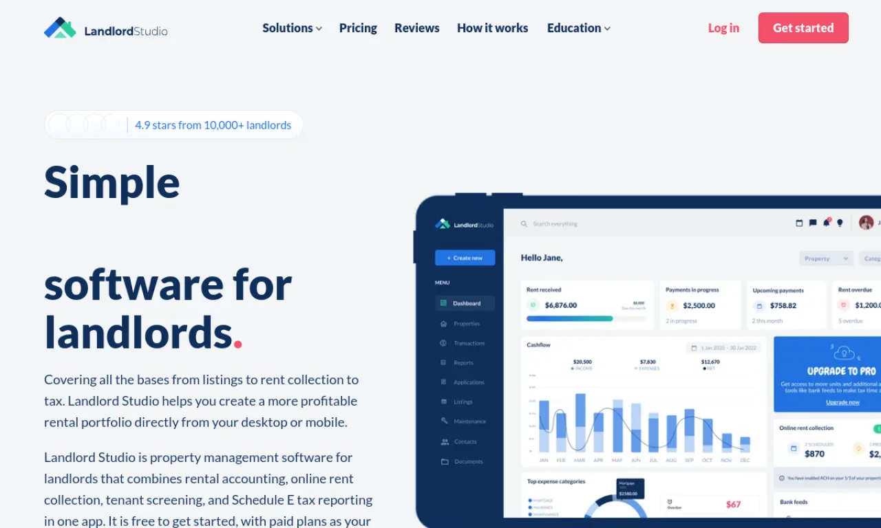 Screenshot of Landlord Studio website