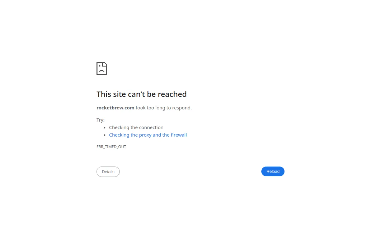 Screenshot of Rocketbrew website