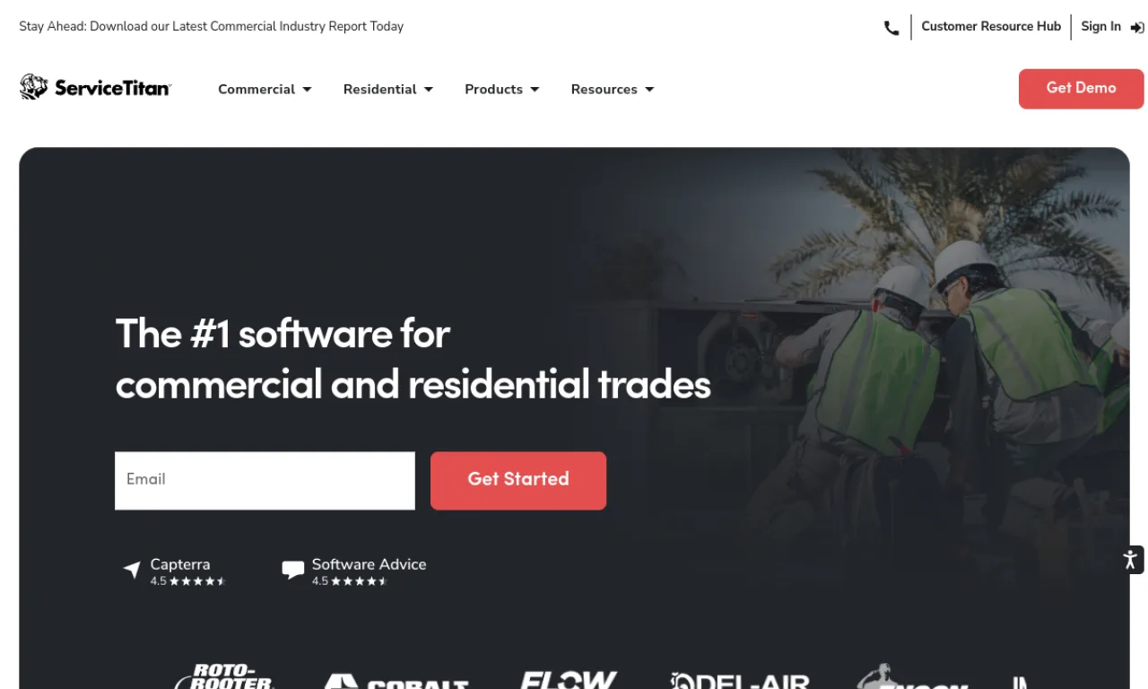 Screenshot of ServiceTitan website