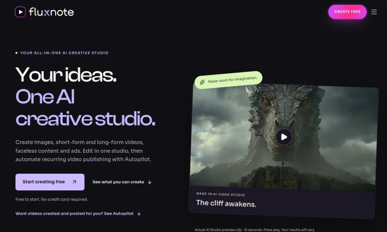 Screenshot of Fluxnote website