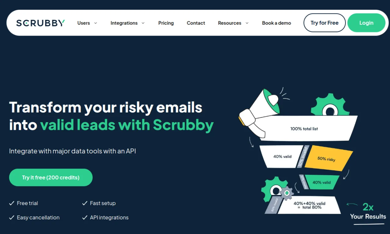 Screenshot of Scrubby website