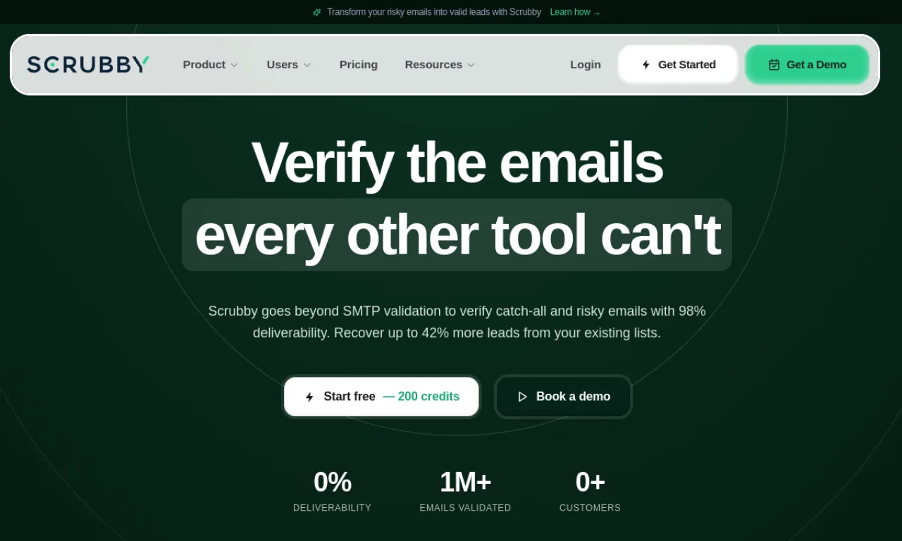 Screenshot of Scrubby website