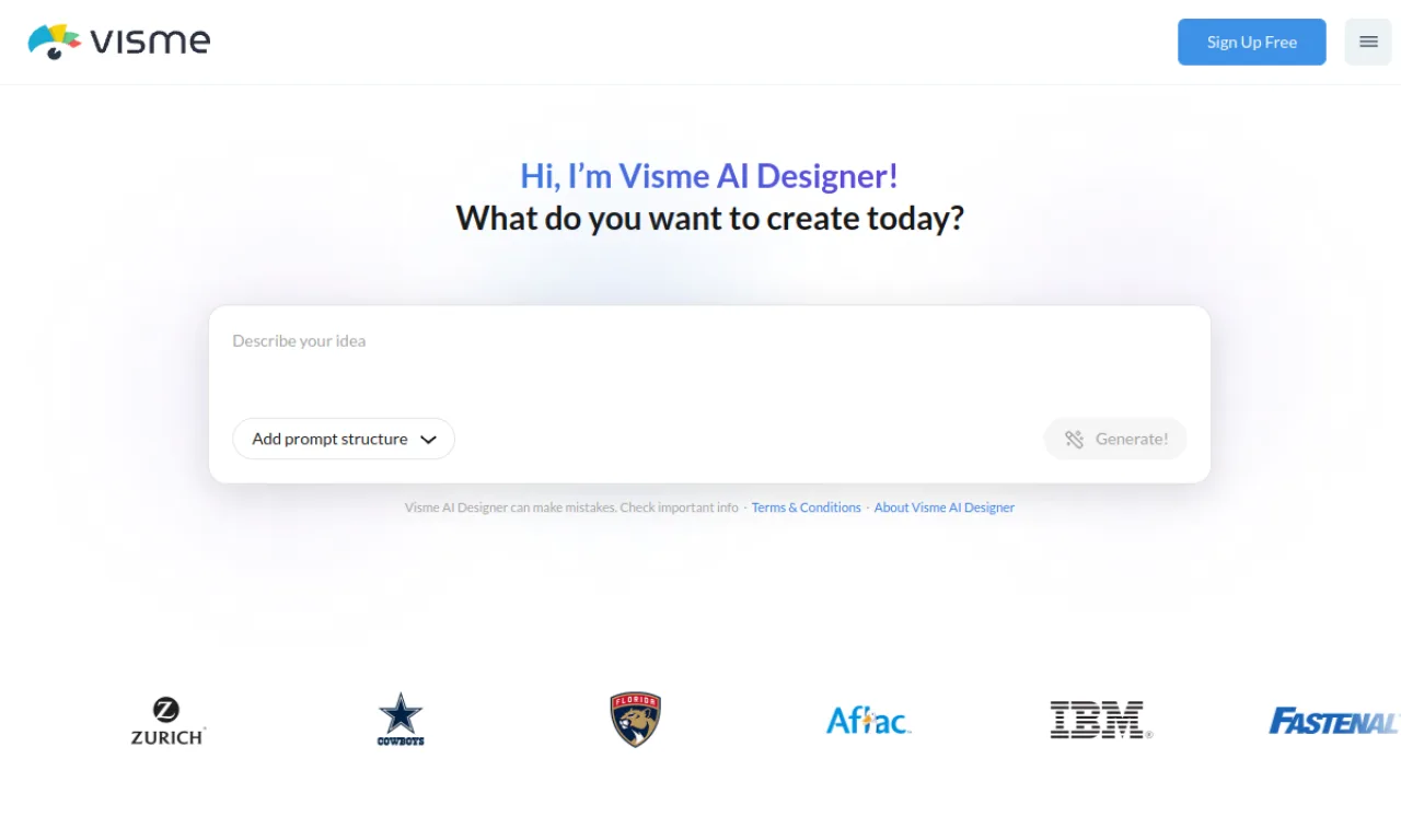 Screenshot of Visme website